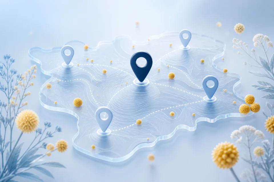 Visualizzazione della mappa collaborativa PollenTrace